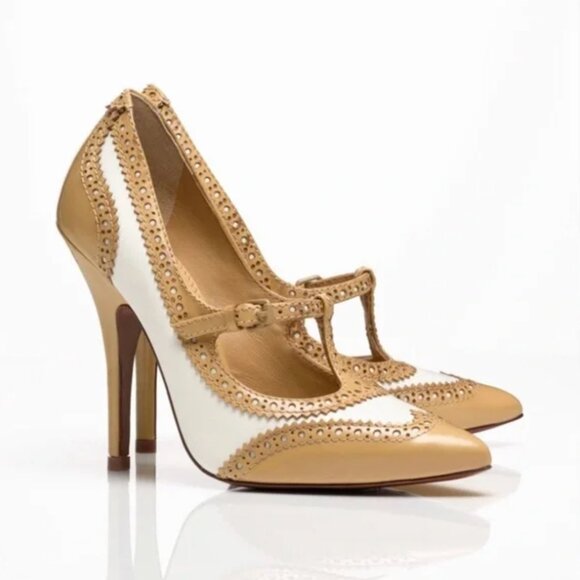 Tory Burch Shoes - Tory Burch Everly Heels Vintage Style Eyelet Trim 7.5